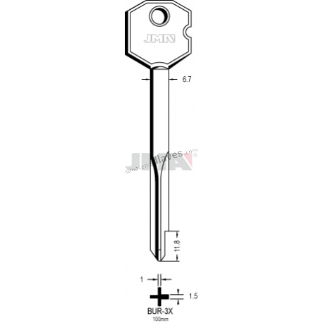 LLAVE JMA CRUCIFORME BUR 3X